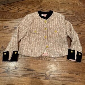 Tweed Sequined Buttoned Crop Jacket, NWOT, S